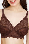 Rosaline Cyber Grove Everyday Double Layered Non Wired 3/4th Coverage Lace Bra - Rum Raisin — thumbnail 4